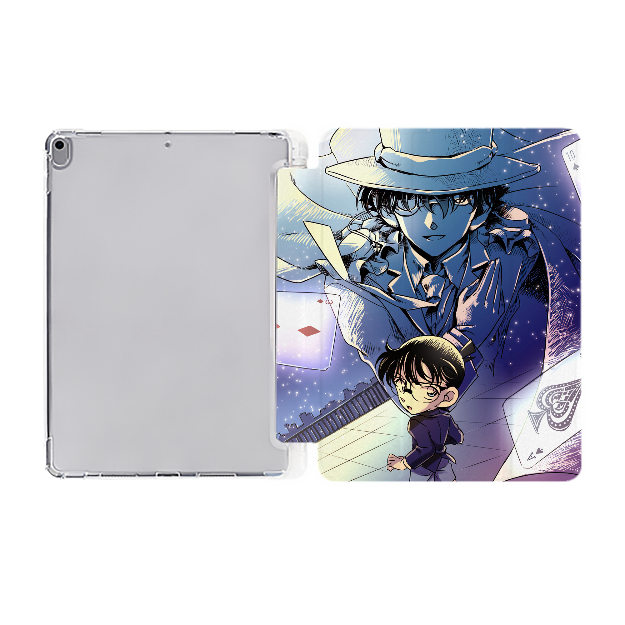 （画像用） 名探偵コナン Detective Conan IPad ケース ペン収納付き 三つ折りスタンド PUレザー×シリコン 対応機種9.5/10.5/10.9インチ